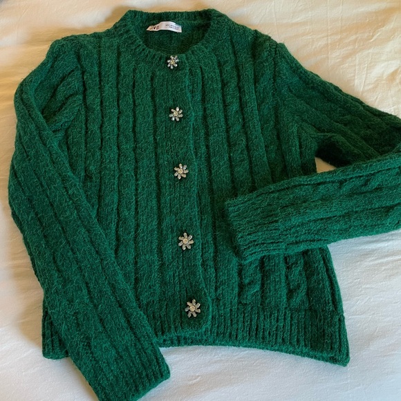 Zara Sweaters Zara Green Cardigan Poshmark